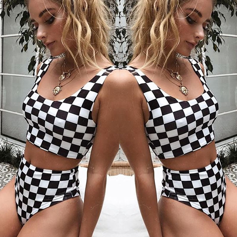 Checkerboard Print Bikini Set