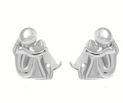 Best Friend And Dog Hugging Earrings and Necklace | Jewelry