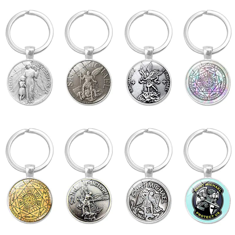 Metal Keychain with Time Gem and Angel Seal Design | Faith Accessory