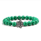 White Porcelain Cat Paw Bracelet with Turquoise Beads