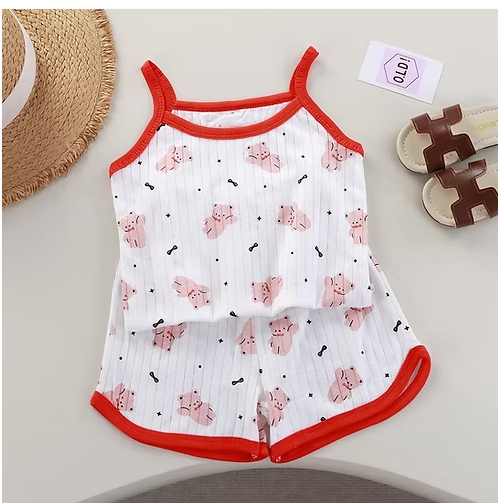 Girls Summer Clothes Sets New Baby Sleeveless Tops Shorts 2 Pieces Suit Girls