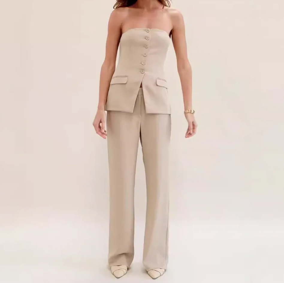 Women’s Tube Top and Straight Pants Set