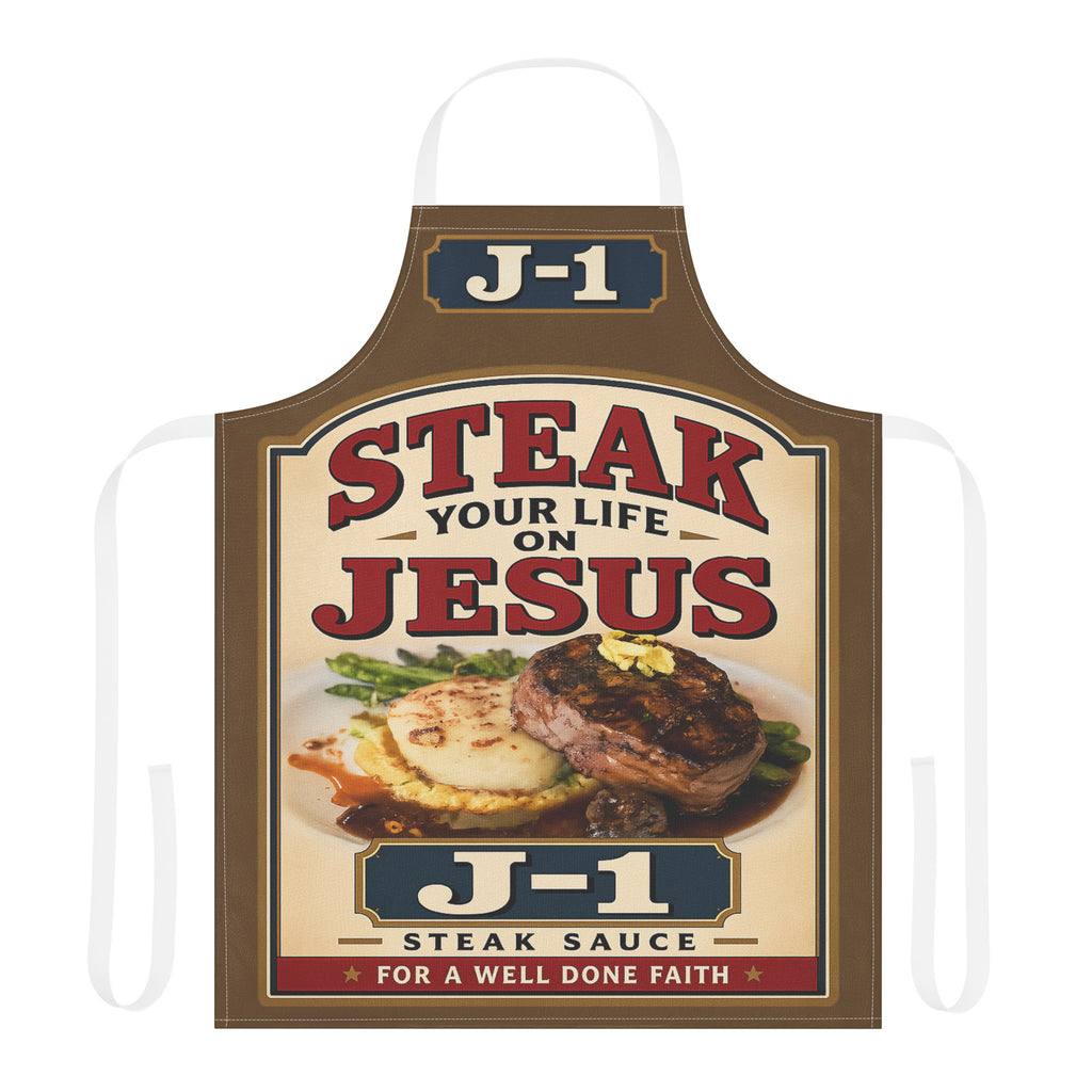 Steak Your Life On Jesus Christian Apron | Funny Kitchen Apron
