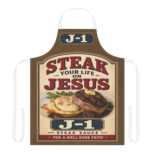 Steak Your Life On Jesus Christian Apron | Funny Kitchen Apron