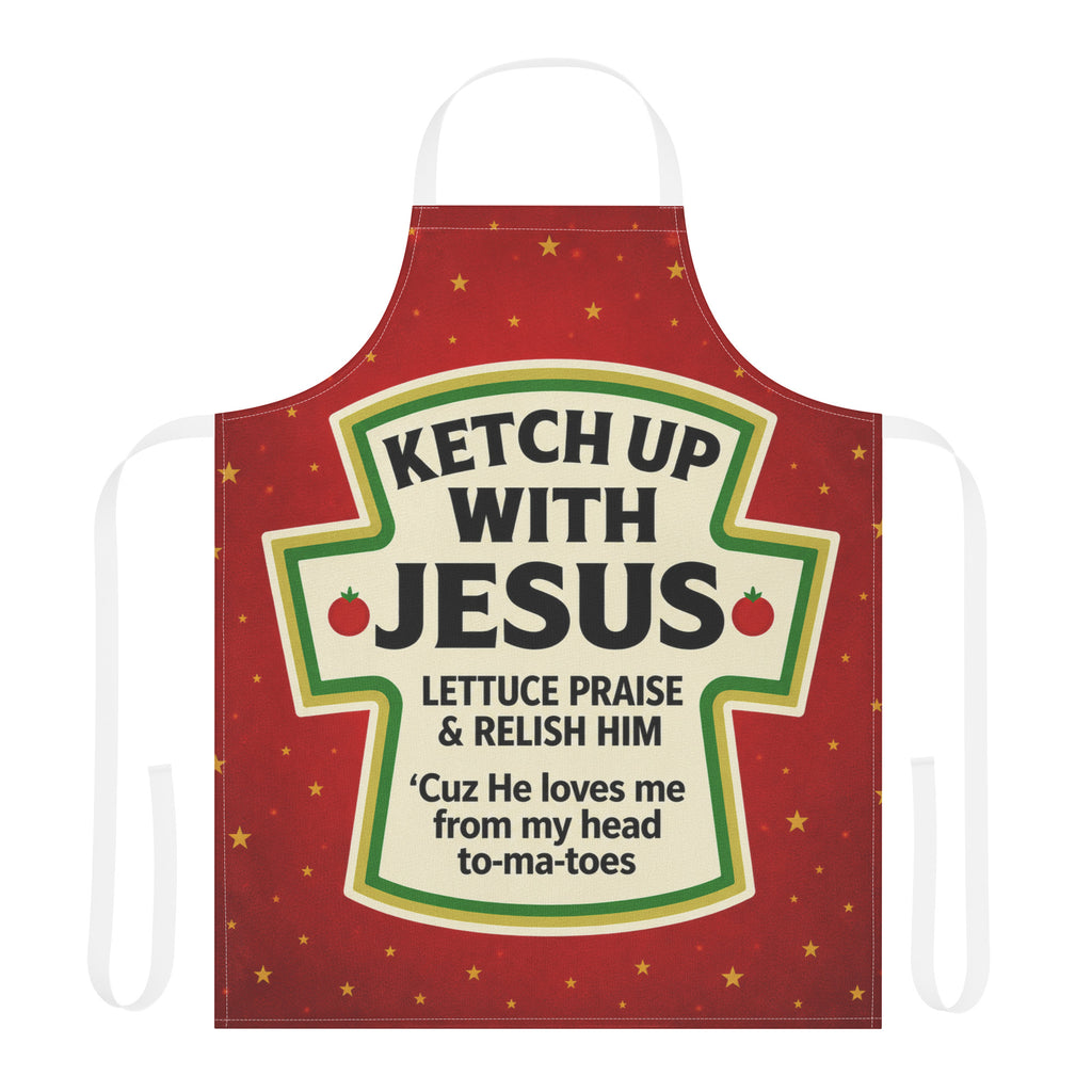 Ketchup with Jesus Christian Apron - Lettuce Praise | Funny Kitchen Apron