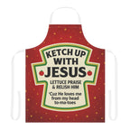 Ketchup with Jesus Christian Apron - Lettuce Praise | Funny Kitchen Apron