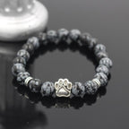 Volcanic Stone Alloy Dog Paw Heart Bead Bracelet