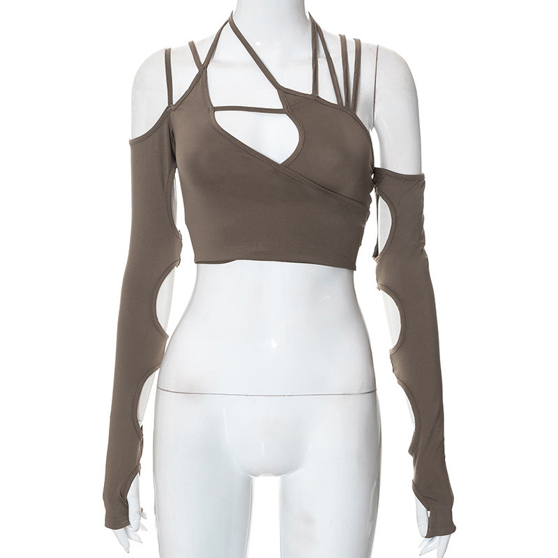 Q21TP294 Women's Summer Solid Color Crop Top Top