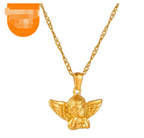 18K Gold Plated Heart Cross Necklace with Angel Pendant