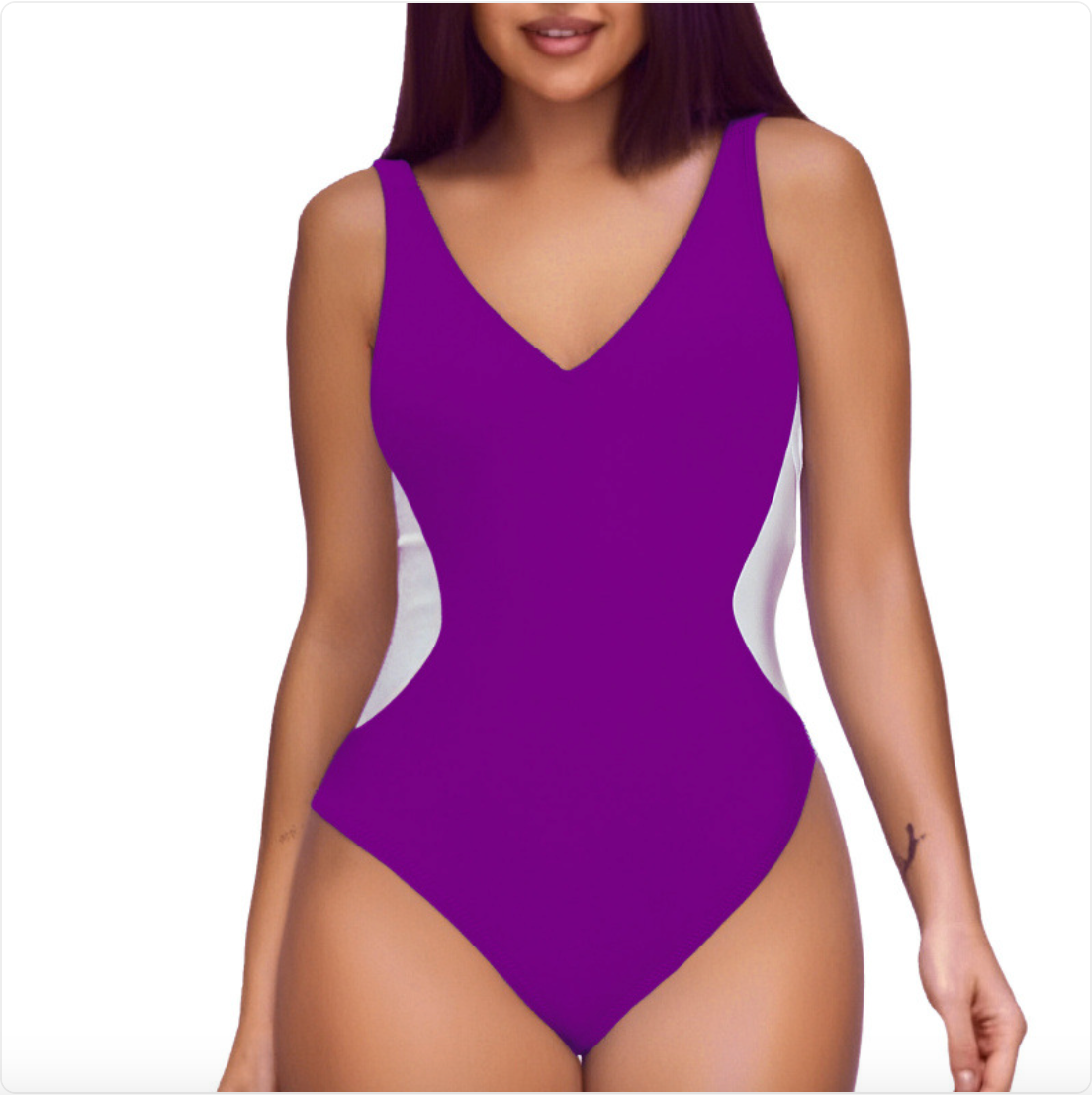 Deep V Colorblock One-Piece Swimsuit