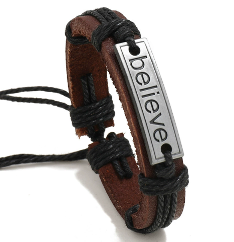 I Love Jesus Leather Letter Bracelet (One Piece) | Christian Jewelry