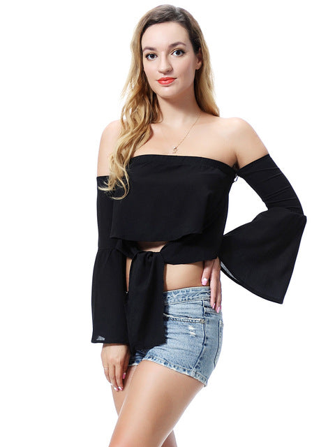 Multicolor Women's Off-Shoulder Summer Crop Tops