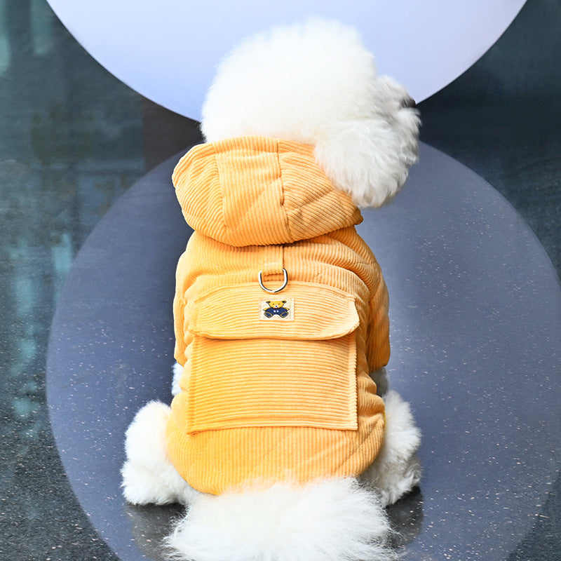 Warm Thickened Cotton Dog Coat with Backpack Feature