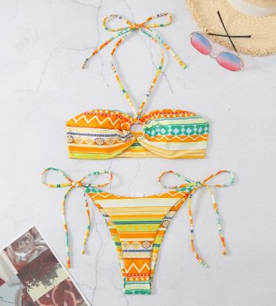 Tribal Print Bandeau Bikini Set