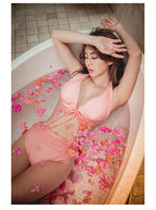 Women's Pink Halter Wrap High-Waist Two-Piece Swimsuit