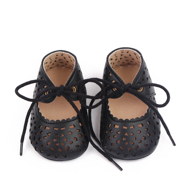 Elegant Leather Baby Baptism Walking Shoes with Rubber Soles | Footwear