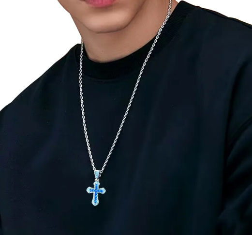 Gothic Big Zircon Cross Necklace Unisex