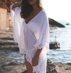 Women's White Lace Beach Cover-Up Tunic