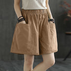 2024 Summer Women's Cotton Plus Size Pocket Shorts
