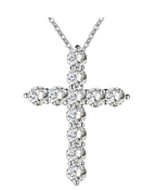 Silver Cross CZ Crystal Pendant Necklace for Women | Christian Jewelry