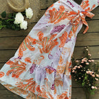 White Floral Ruffle Cutout Monokini Swimsuit
