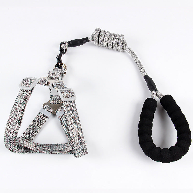 Nylon Fashion Pet Leash with Chest Strap and Chain