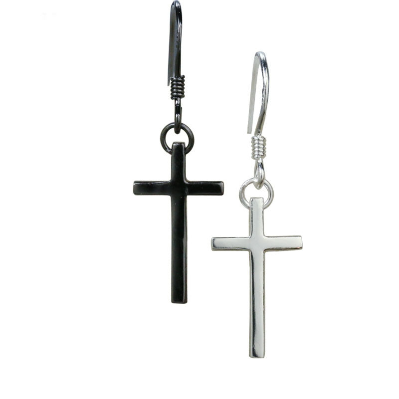 Stylish Stainless Steel Couple Cross Tassel Earrings
