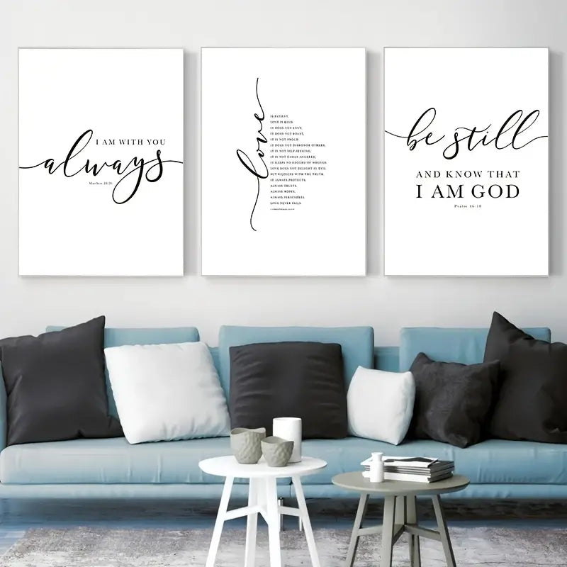 3pcs Set of Frameless Christian Bible Verse Prints | Christian Home Decor