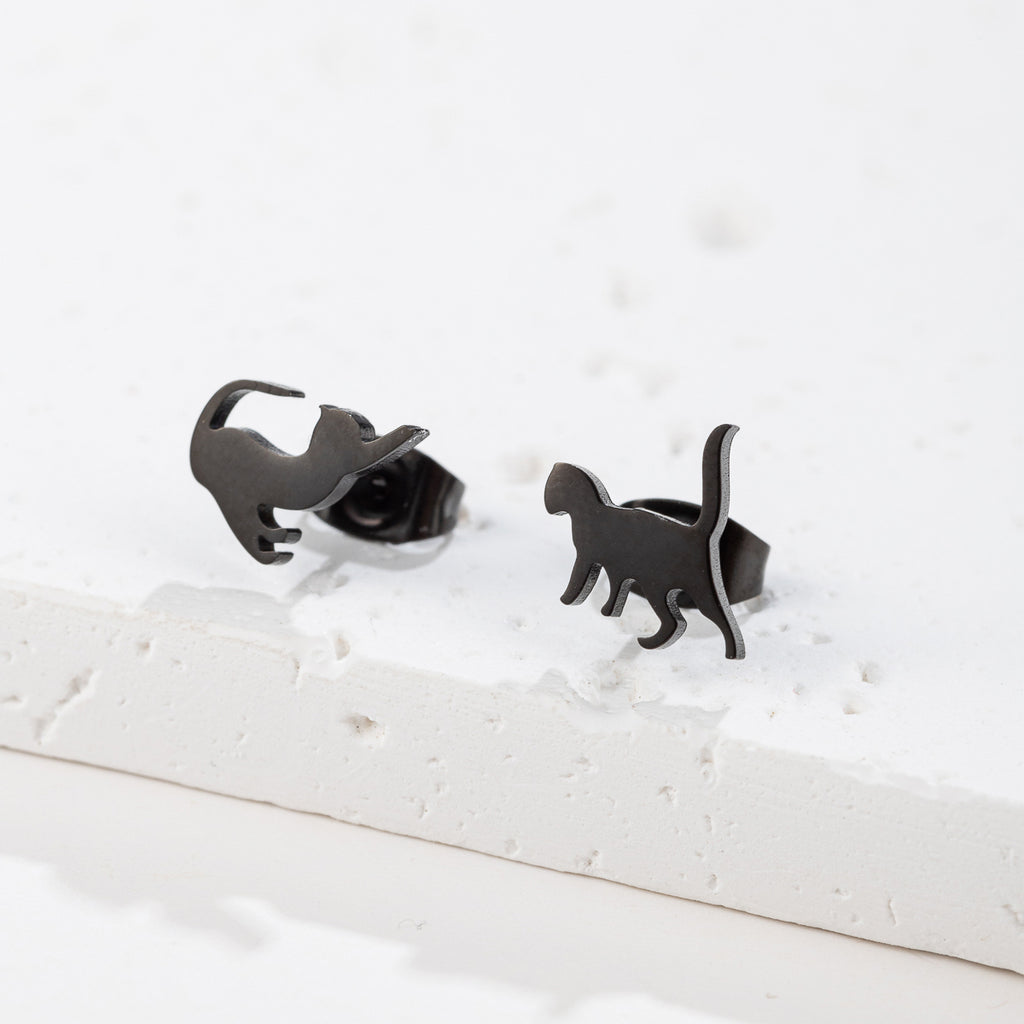 Minimalist Stainless Steel Cat Earrings for Girls (1 Pair)
