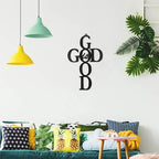 Black Cross Metal Wall Art - God Is Good Sign | Christian Decor