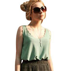 Scalloped Sleeveless Chiffon Camisole Top