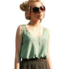 Scalloped Sleeveless Chiffon Camisole Top