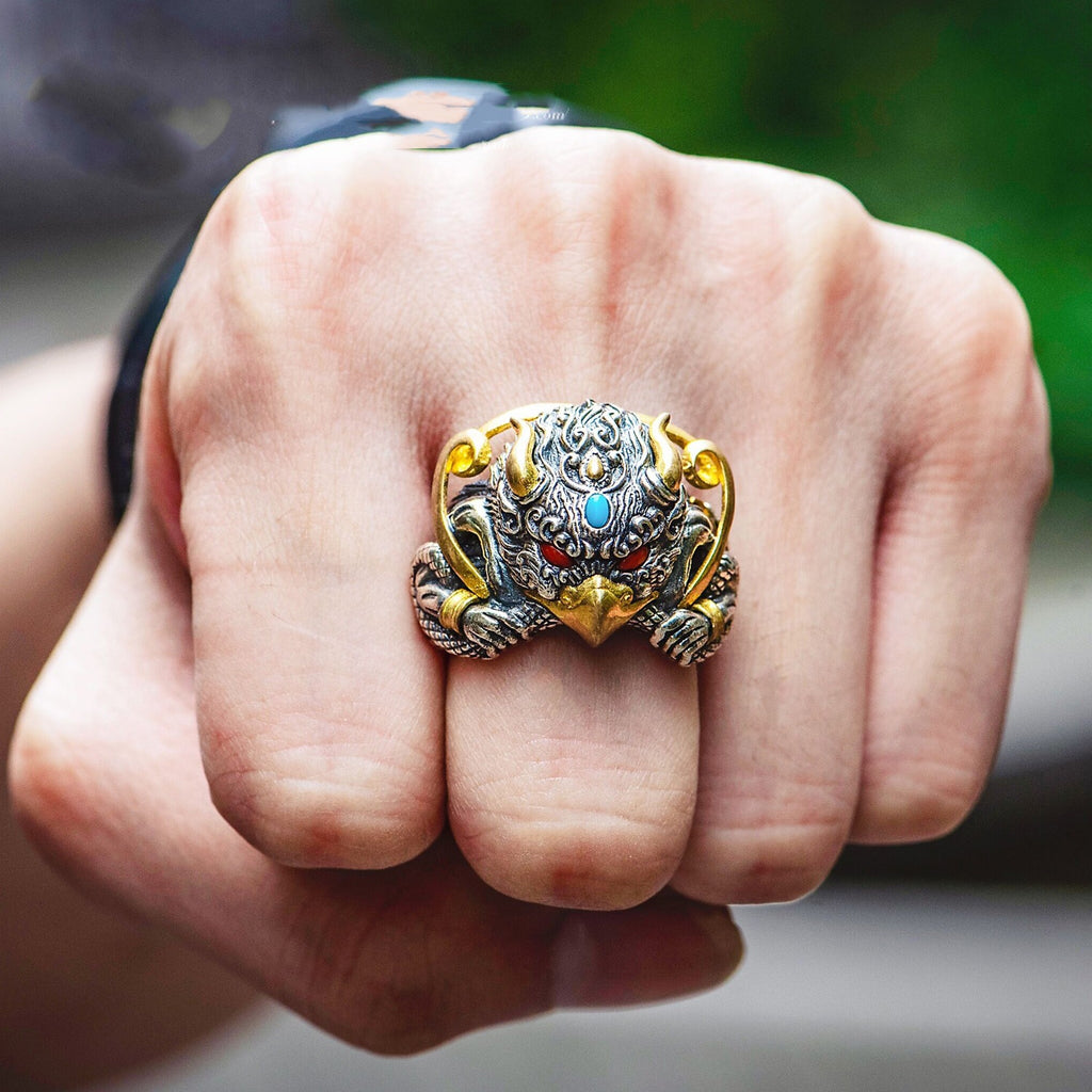Golden Wing Dapeng Bird Retro Gem Ring for Men
