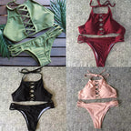 Women's High-Neck Strappy Bikini Set