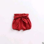 Summer Girls' Bowknot Ruffle Bread Pants and Shorts