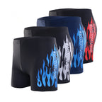 Men's Black Flame Print Swim Trunks