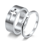 Stainless Steel Cross Shelf Couple Fashion Rings