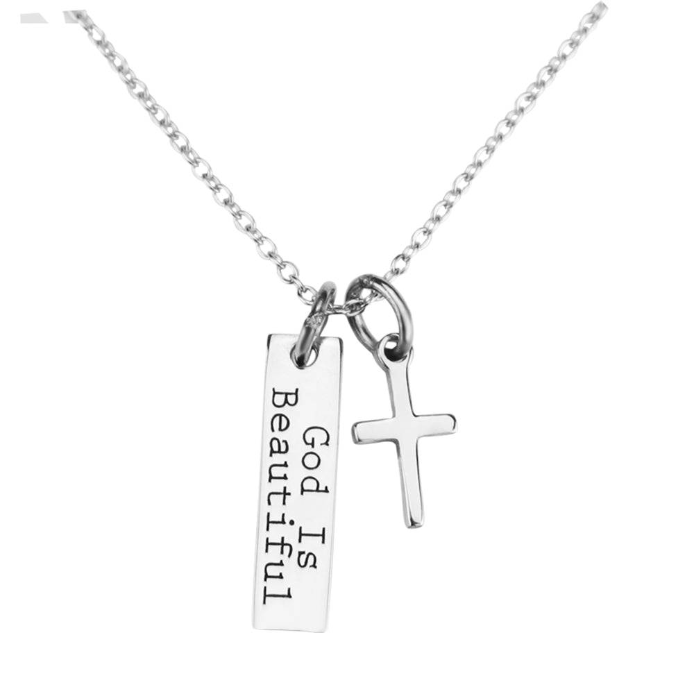 925 Silver Cross Necklace with Square Pendant | Christian Jewelry
