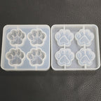 4-Cat Paw Silicone Mirror Crystal Resin Mold Pendant