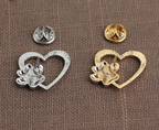 Heart Paw Hollow Brooch - Dog Paw Love Pin