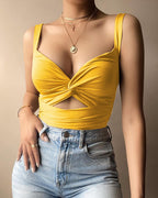 2021 Women's Knotted V-Neck Backless Tank Top