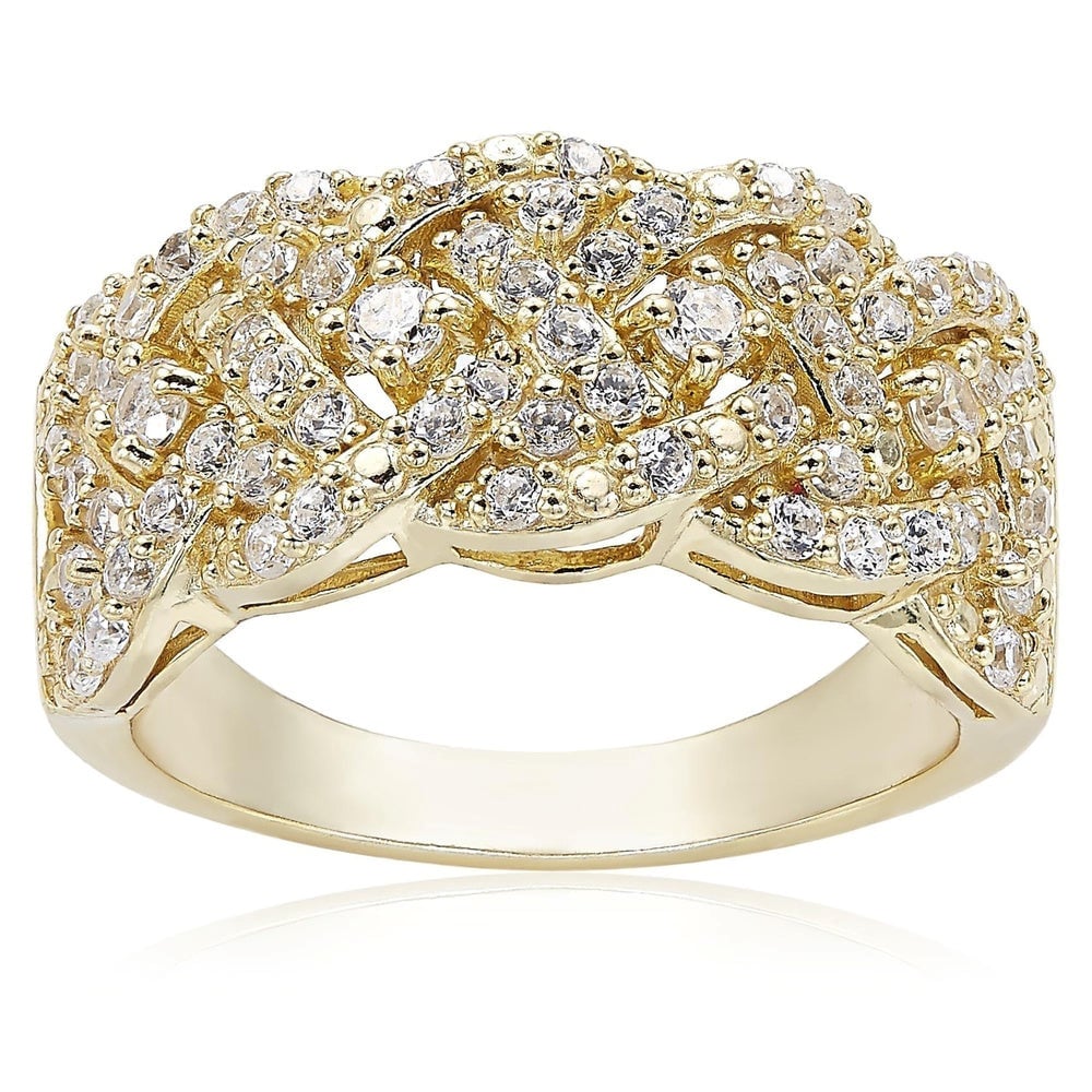 Delicate Cross-braided -encrusted Ring