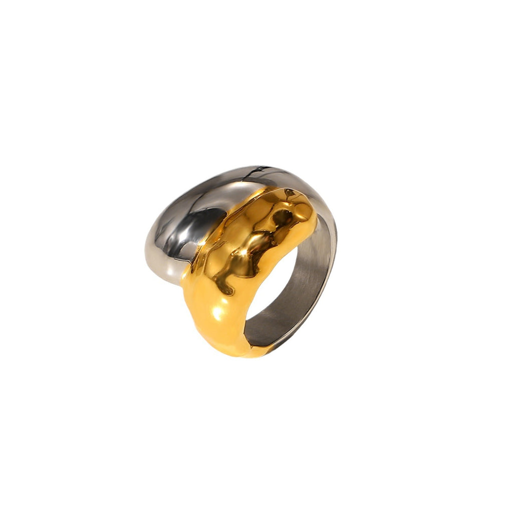 High Polished Stainless Steel Punk Connection Cross Ring