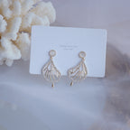 Korean DDP Zircon Winged Fairy Cat Eye Earrings