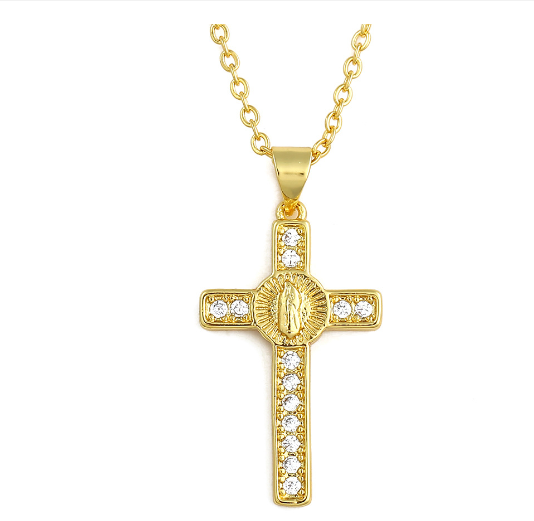 Cross Religious Accessories with Virgin Mary Pendant Necklace | Christian Jewelry