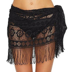 White Lace Fringe Beach Sarong Cover-Up