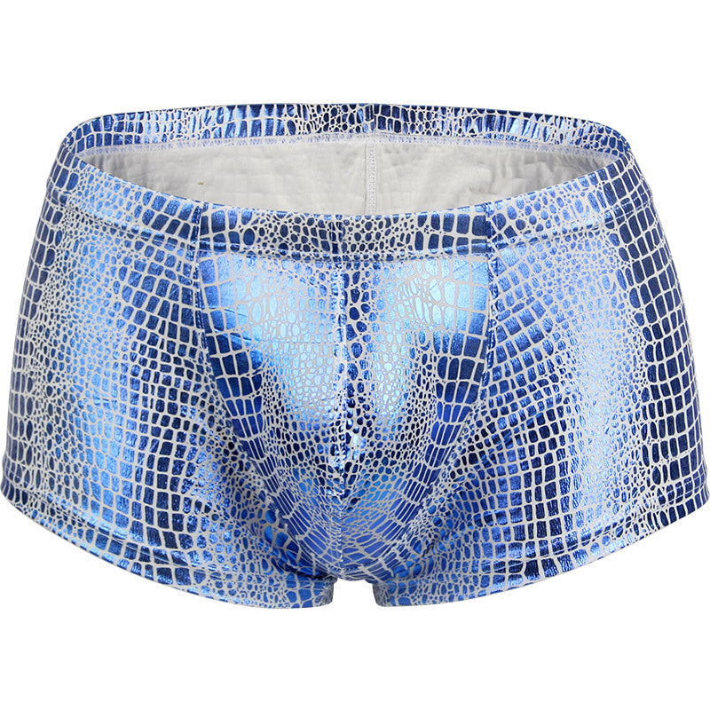 Men's Metallic Snakeskin Low-Waist Boxer Trunks