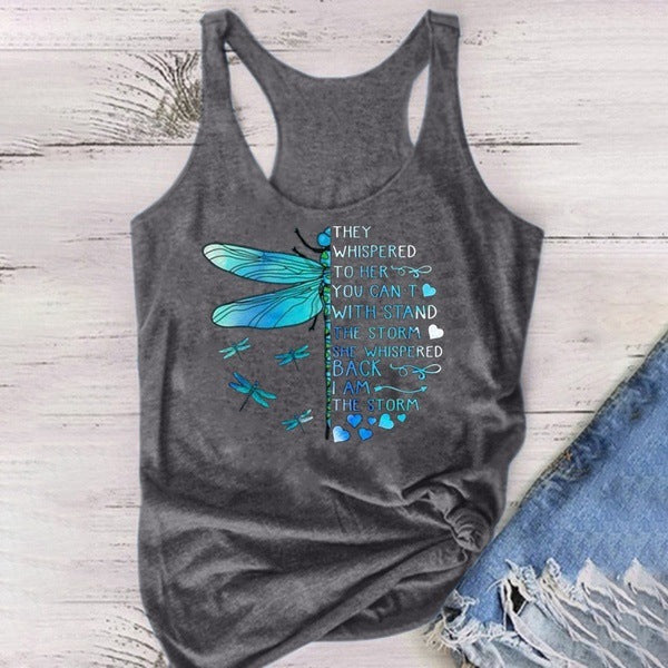 Dragonfly Print Racerback Tank Top