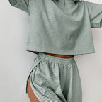 Women's Striped Knit Pajama Shorts Set