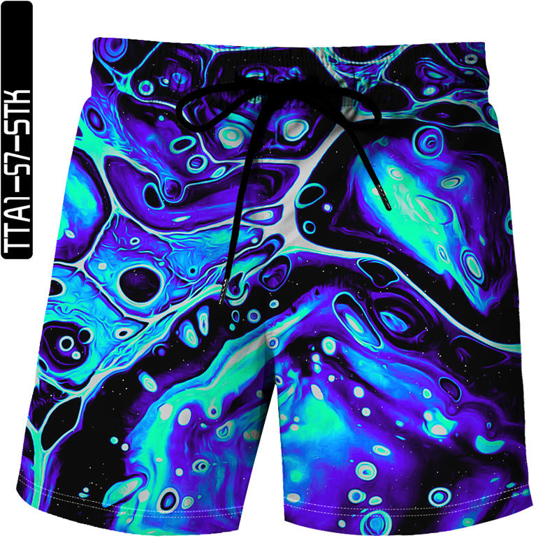 Men's Colorful Handprint Print Swim Trunks
